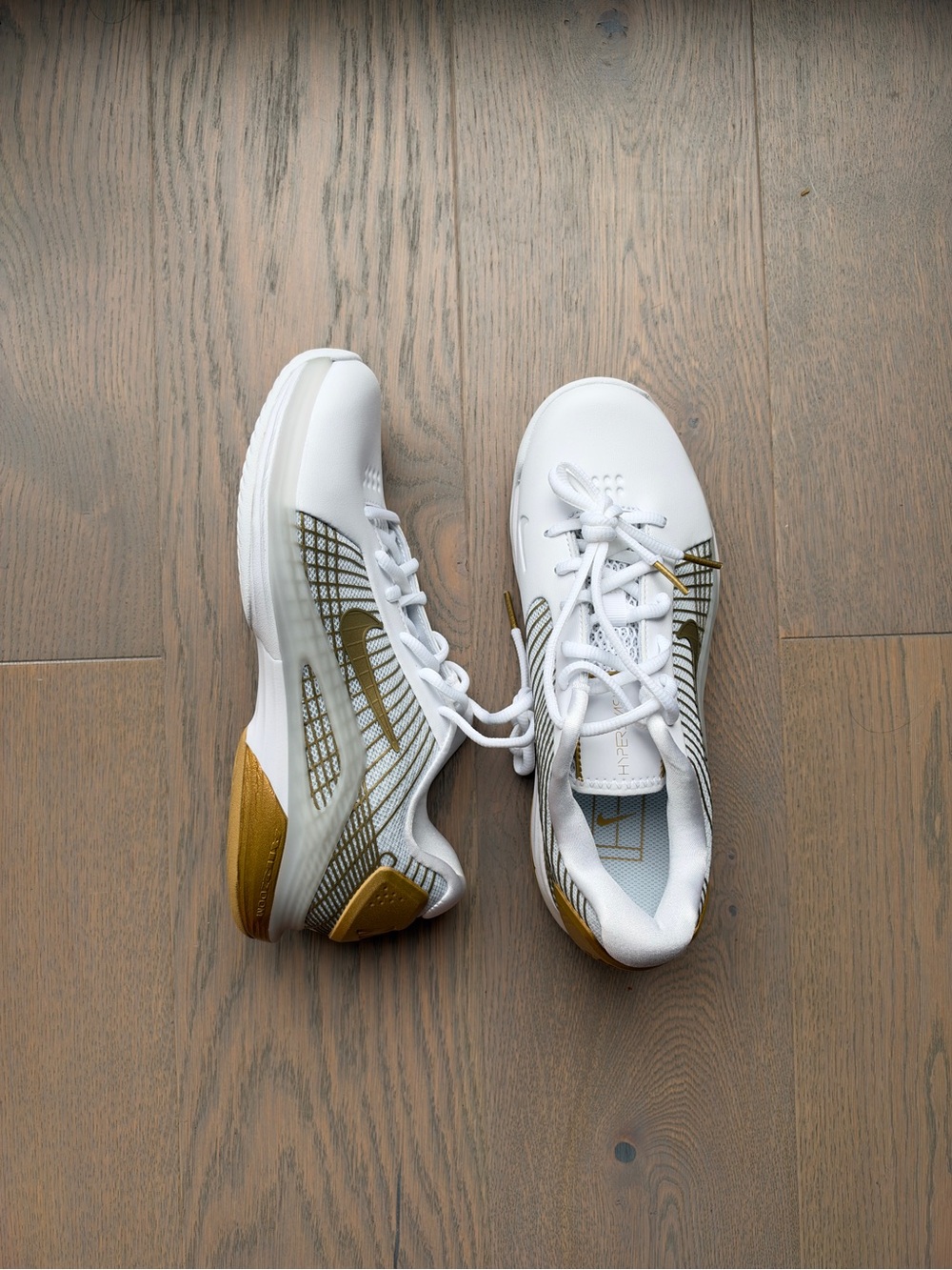 Nike Zoom Vapor 12 Hypersmash in White and Metallic Gold